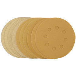 Draper 60161 Gold Sand. Discs-Hk&amp;Lp 125mm Asstd Grit- 120G-400G 8 Dust Ext. 10Pc