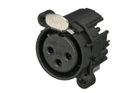 XLR panel socket, 3 pole, gold-plated, plastic, NC3FAHL1