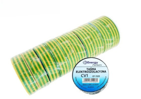 CV1 (EP-1920) ŻZI10 - taśma elektroizolacyjna PCW (zestaw 10 rolek 19mm x 20m x 0.13mm) żółto-zielona