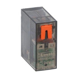 Przekaźnik miniaturowy ze wskaźnikiem LED i przyciskiem mechanicznym, sterowanie 24VAC, 2P, 8A HR502CA024