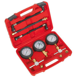 Sealey MS100 Motorcycle Compression &amp; Fuel Pressure Gauge Set 3pc