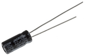 Kondensator 22μF 50V dc Radialny, Otwór przelotowy RS PRO roztaw: 2mm 5 (Dia.) x 11mm