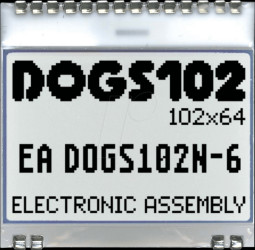 EA DOGS102N-6 LCD graphic module with display RAM, 33.6 x 22.4 mm, white / bla