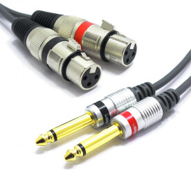 Kabel 2x XLR Żeński- 2x Jack 6,3 Mono 3m Vitalco MKP15