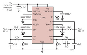 Dual 60V Monolithic 1A Step-Down Switching Regulator