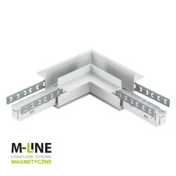 Łącznik kątowy do szyny magnetycznej poziomy podtynkowy biały M-LINE