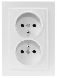 QUADRA Gniazdo podwójne z/u białe