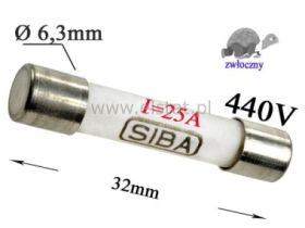 25A bezpiecznik ceramik zwłoczny 6,3x32mm 440V