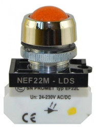 Lampka NEF22 metalowa sferyczna błyskająca żółta W0-LD-NEF22MLDSB G