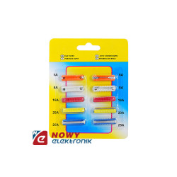 Zestaw Bezpieczników Samochodo. Cylindrycznych 10 Sztuk