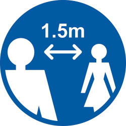 Oznaczenie dotyczące dystansu społecznego, Winyl, Niebieski, 1.5m-Tekst Brak, 400mm, 400 x 400mm Tak