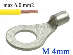 Konektor ( oczko ) metal; 4mm; kabel 4- 6mm2