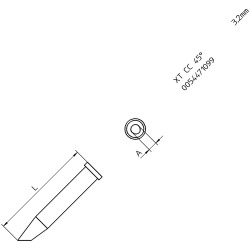 Weller T0054471099 XT CC Soldering Tip 45&#xB0; Round Bent 3.2mm