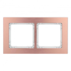 DECO Ramka uniwersalna podwójna - aluminium szczotkowane (ramka: kolor miedziany spód: biały) 9-0-DRA-2