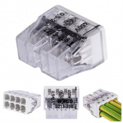 WAGO COMPACT 2273-208 Szybkozłączka 8x 0,5-2,5mm2 na drut 450V/24A ORYGINALNA woreczek 10szt.