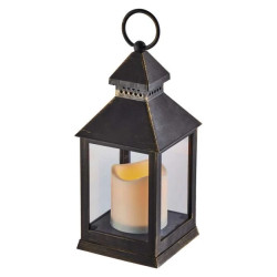 Lampion LED świeczka 24cm 3xAAA, vintage, timer czarny DCLV02