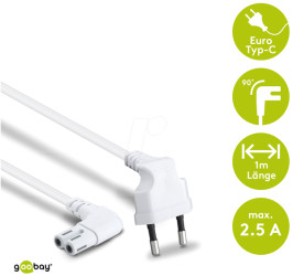 97347 Anschlusskabel Eurostecker beidseitig abgewinkelt, 1 m, Weiß