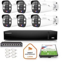 Zestaw monitoringu Easycam z 6 kamerami EC-IP-B5MP50DLT 5MPx z aktywnym odstraszaniem