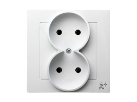 AS ANTYBAKTERYJNY Gniazdo podwójne kompletne z ramką produkt zawiera szkło fosforanowo-srebrowe GP-2GA/00 OSPEL