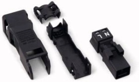 Wtyk 2-torowy biały z obudowa odciążającą naciąg WINSTA MINI 890-132 /50szt./