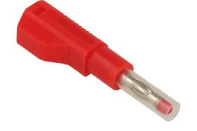 Wtyk bananowy; 4mm; 25.450.1; czerwony; bezpieczny; 56mm; wtykany (gniazdo bananowe 4mm); lutowany; 32A; 600V; mosiądz niklowany
