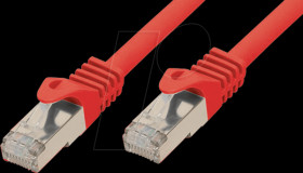 0.25m Patch cable,Cat.7 raw cable, red, RJ45