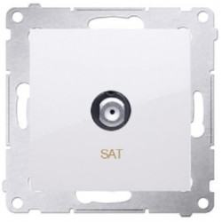 Gniazdo antenowy SAT typ F pojedyncze SIMON 54 białe Kontakt Simon DASF1.01/11