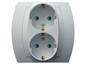 GAZELA Gniazdo podwójne z uziemieniem schuko z przesłonami biały GP-2JSP/00 OSPEL