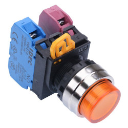 YW4L-A2E11Q0A Amber 22mm Metal Bezel Maintained Push Button Switch 1NO-1NC IP65 IDEC