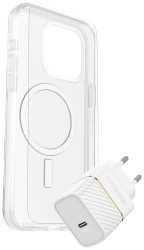 Otterbox KIT EU Pokrywa + szkło ochronne + zestaw ładowarki Apple iPhone 15 Pro Max przeźroczysty, biały Kompatybilny z
