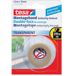 tesa&#xAE; 55743 Double Sided Tape Transparent 19mm x 1.5m
