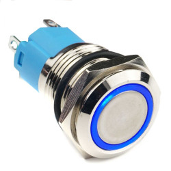 Przycisk bistabilny on-off wandaloodporny IP65 podświetlany niebieski 16mm