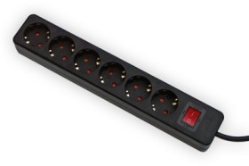 Outlet strip, 6-way, 1.5 m, 16 A, black, 106149