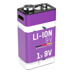 USB-C Rechargeable Li-Ion 9V Battery (400mAh)