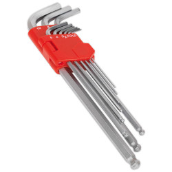 Sealey AK7140 Ball-end Hex Key Set 9pc Extra-long Metric