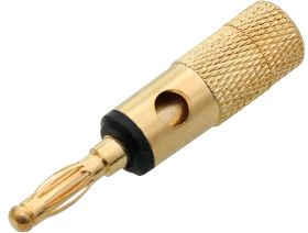 Wtyk bananowy ZŁOTY skręcany DUŻY CZARNY