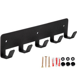 Wieszak metalowy klasyczny na ubrania czarny mat loft 5 haków