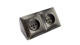 Gniazdo Prądowe Meblowe Narożne Blatowe 2X 2P+Z Antracyt