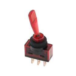 Przełącznik hebelkowy 12V 20A 2-poz 1-tor 1xNO+NC LIZAK ASW-13 czerwony / 5816