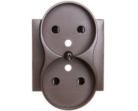 Simon 54 Pokrywa gniazda podwójnego z przesłonami brąz mat z/u do ramek NATURE DGZ2MZNP/46