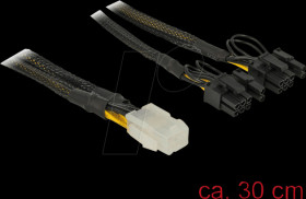 85455 cable PCIe 6 Pin female > 2x 8 Pin male, Nylon, 30cm