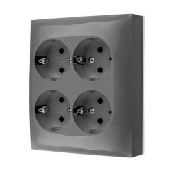 Simon Aquaclick Gniazdo natynkowe, Schuko, 4-krotne, IP20, zaciski śrubowe ciemnoszary ACGSZN4/18