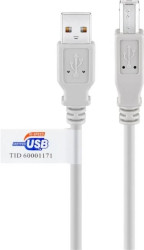 Kabel USB 2.0 Hi-Speed z certyfikatem USB, Szary - Długość kabla 5 m