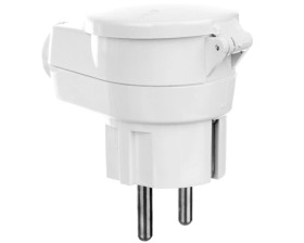 Rozdzielacz kątowy wtyczka-gniazdo z pokrywą z/u 16A 2P IP44 AWA-WGB biała 51.35