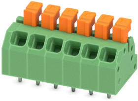 PCB terminal, 6 pole, pitch 3.5 mm, AWG 24-18, 13.5 A, spring-clamp connection, green, 1864325