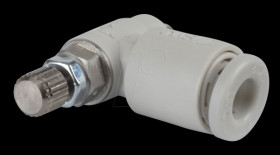 Throttle check valve, angled, M3 &lt;&gt; 4 mm