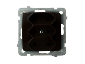 KARO Gniazdo potrójne EURO 25A 230V IP-20 czekoladowy metalik GP-3S/m/40 OSPEL