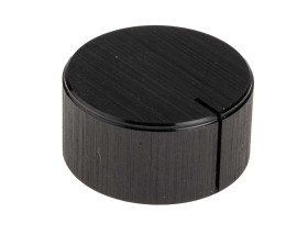 Pokrętło potencjometru oś: 6.4mm średnica: 28mm Okrągłe Aluminium Czarny RS PRO