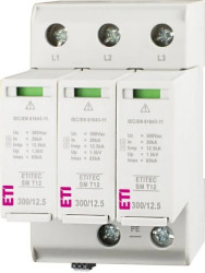 Ogranicznik przepięć typ T1+T2 (B+C) ETITEC SM T12 300/12,5 3+0 RC kombinowany (warystor+iskiernik) TN-C 002440545