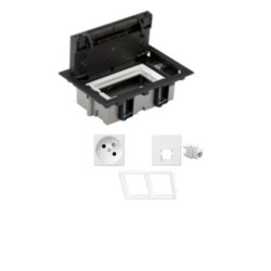 KONTAKT SIMON FLOOR BOX puszka podłogowa 1x gniazdo pojedyncze z/u + 1x gniazdo RJ45 kat.6 nieekranowane do podłóg technicznych